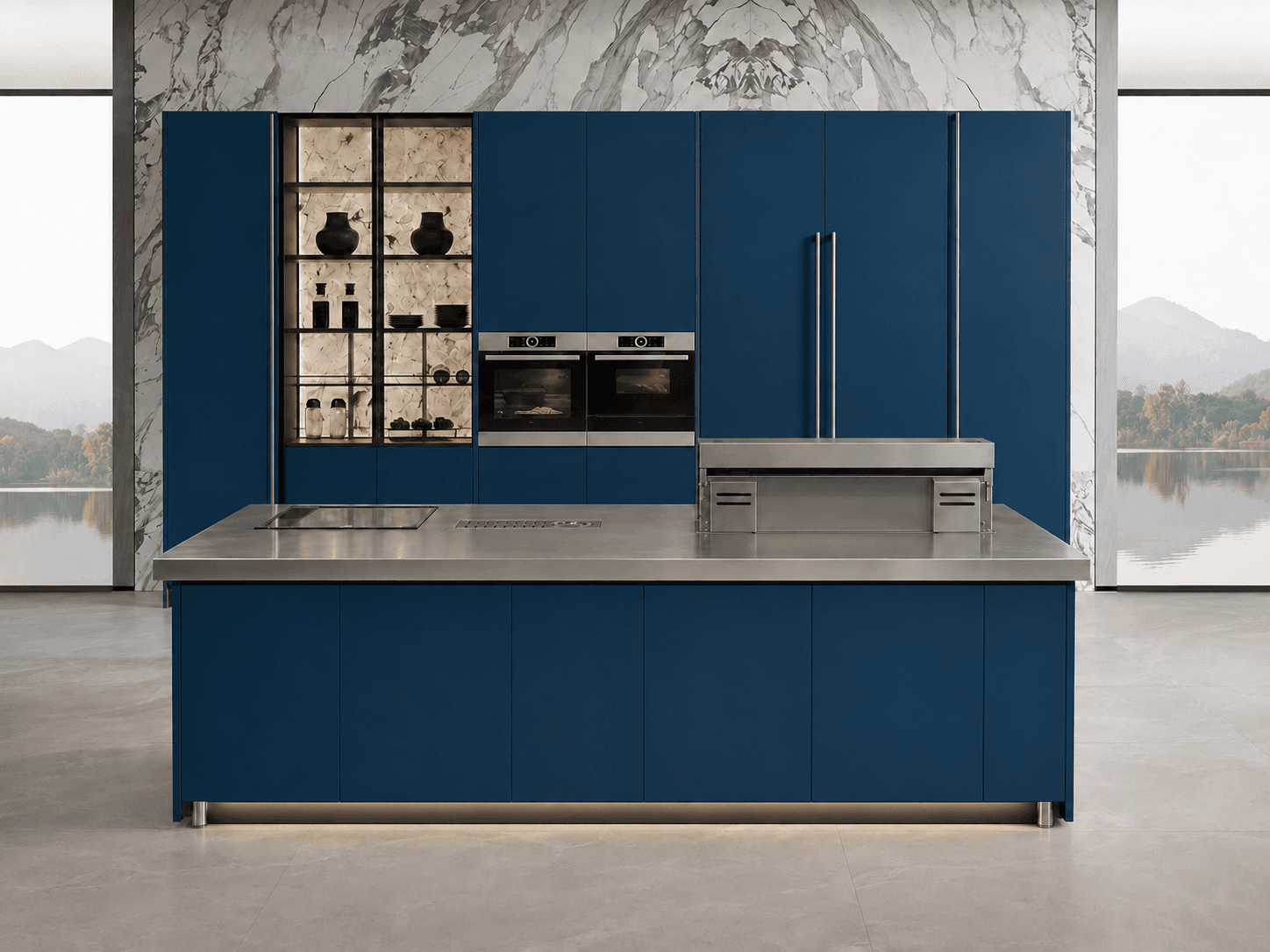 Custom stainless steel kitchen island design